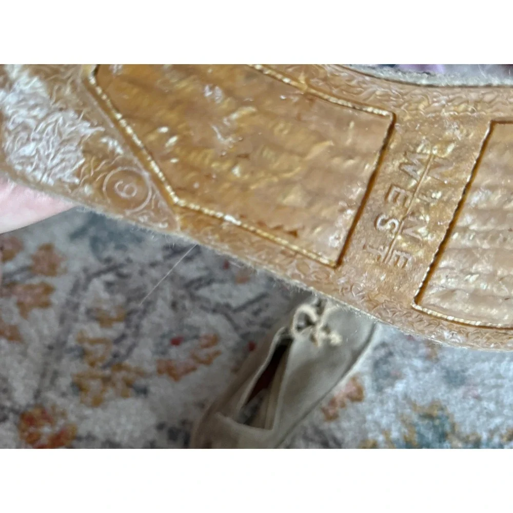 Nine West Tan Canvas Lace Up Espadrille Flats Women Size 9 Casual Summer Shoes